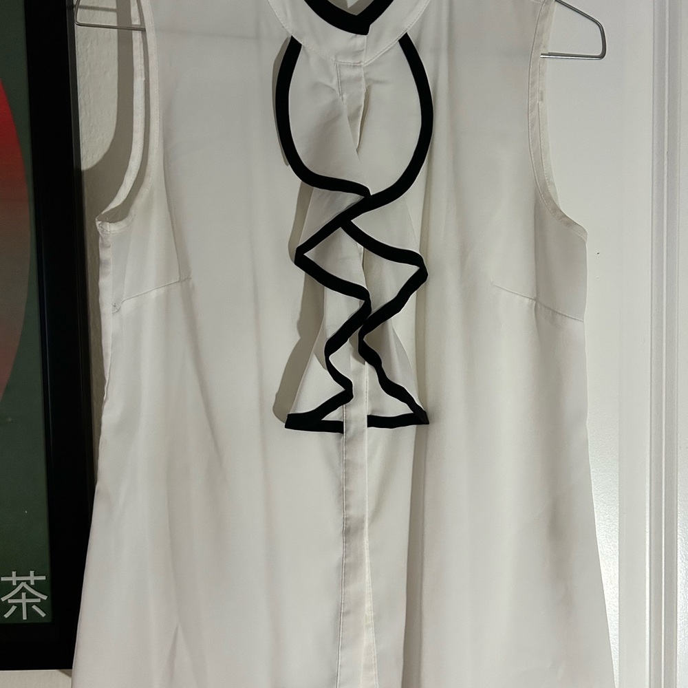 Calvin Klein White Blouse with Black Trim
